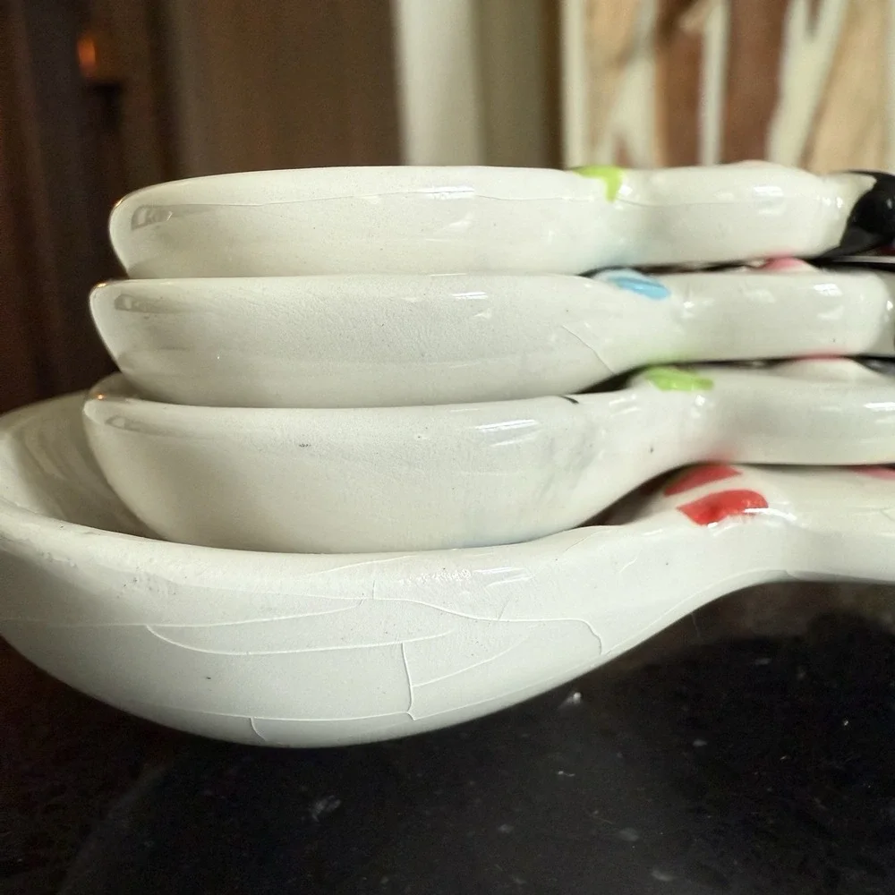 Pier 1 Imports Snowman Measuring Spoons Christmas Holiday Kitchen Decor Set Of 4